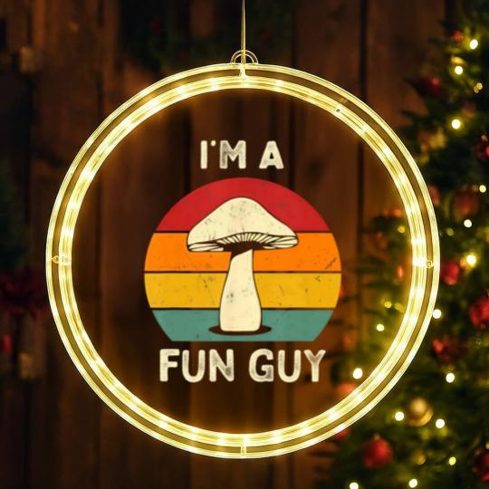 Discover Funny Funguy Mushroom LED Christmas Window Lights Fungi Joke Pun Mushroom Pickers LED Christmas Window Lights