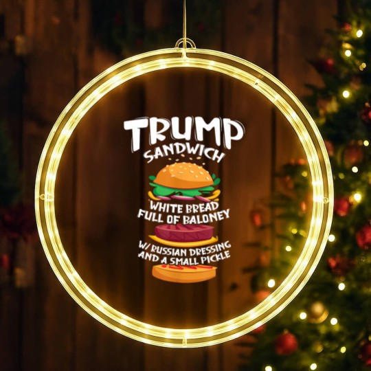 Discover Trump Sandwich Sign Funny Sandwich Day Sandwiches Pun 1979 LED Christmas Window Lights