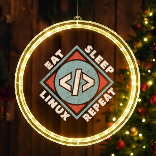 Discover Linux - Eat Sleep Linux Repeat LED Christmas Window Lights