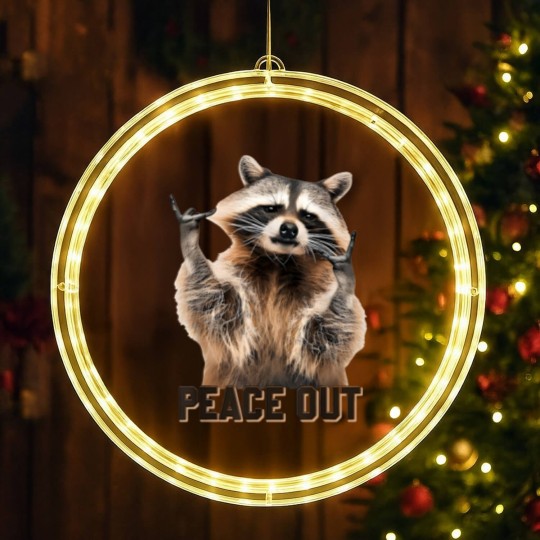 Discover Funny Raccoon Peace Out Sarcastic Raccoon Trashed Panda LED Christmas Window Lights