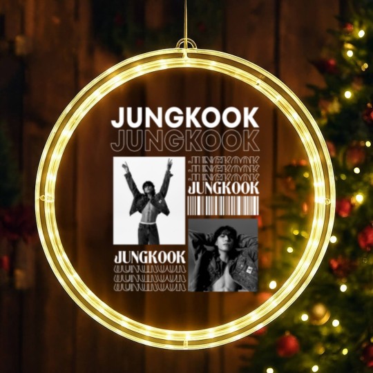 Discover Jungkookie Graphic 90s LED Christmas Window Lights,Jungkook Bts LED Christmas Window Lights, Vintage JungKook 90s Bootleg LED Christmas Window Lights
