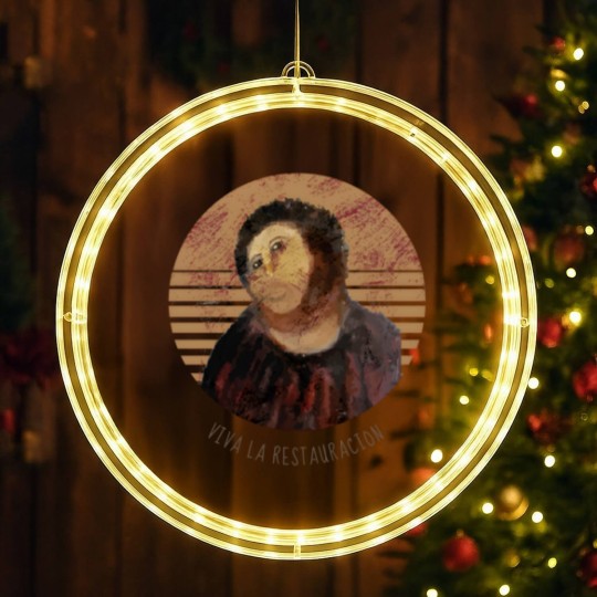 Discover Viva La Restauracion Jesus Fresco Restoration Fail Meme | Active LED Christmas Window Lights