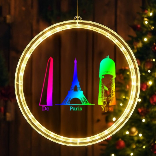 Discover Ypsilanti Water Tower Full Color LED Christmas Window Lights