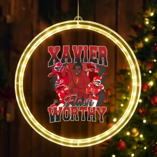 Discover Xavier Worthy Flash Vintage Style Y2K Football LED Christmas Window Lights LED Christmas Window Lights