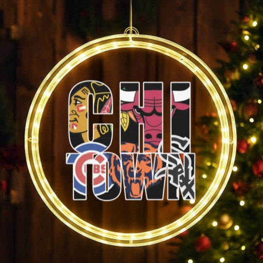 Discover Chicago LED Christmas Window Lights - Chi town chicago sports LED Christmas Window Lights