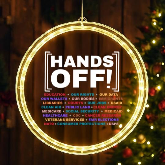 Discover Hands Off LED Christmas Window Lights, Hands Off Rally, Hands off social security
