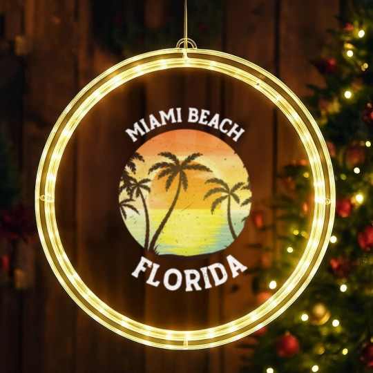 Discover Vintage Miami Beach Florida Retro 70s 80s Travel LED Christmas Window Lights