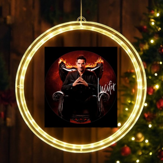 Discover Lucifer circle script photographic print LED Christmas Window Lights