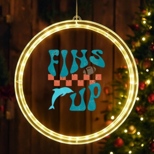 Discover Fins Up LED Christmas Window Lights  Retro Miami Football LED Christmas Window Lights Game Day LED Christmas Window Lights Miami Sports Go Fins
