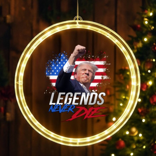 Discover Trump Legends Never Die Dark LED Christmas Window Lights, Trump Fight 2024 LED Christmas Window Lights