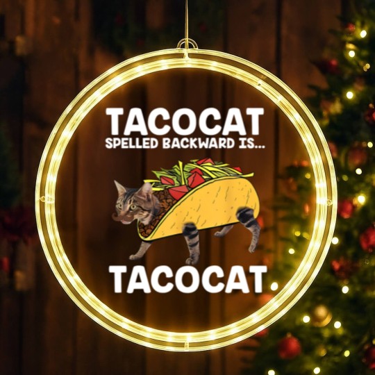 Discover Funny Taco Cat Vintage LED Christmas Window Lights