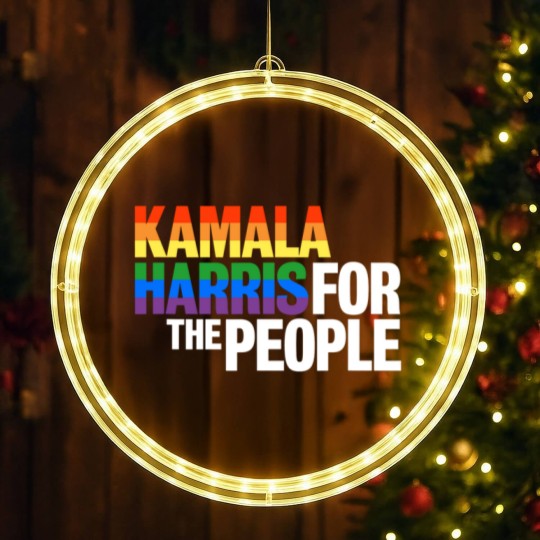 Discover Kamala Harris For President LED Christmas Window Lights, LGBT Gay Pride Rainbow