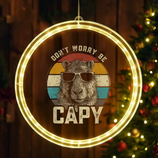 Discover Capybara Dont Be Worry Be Capy funny animal Capybara Lover LED Christmas Window Lights
