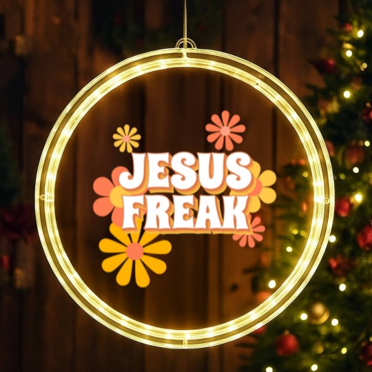 Discover Retro Jesus freak hippie flowers-vintage Jesus LED Christmas Window Lights