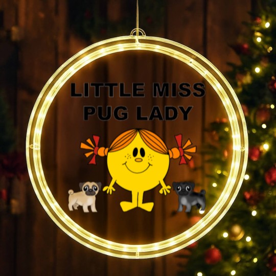 Discover Little Miss Pug Lady Cute Design LED Christmas Window Lights