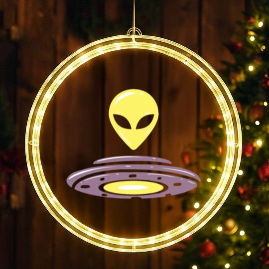 Discover Alien UFO motif alien head saucer design LED Christmas Window Lights