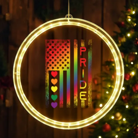 Discover Pride American Flag LED Christmas Window Lights
