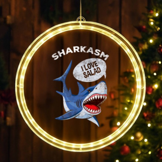 Discover Sarcastic Shark Humor Meat Lover Marine Biology LED Christmas Window Lights