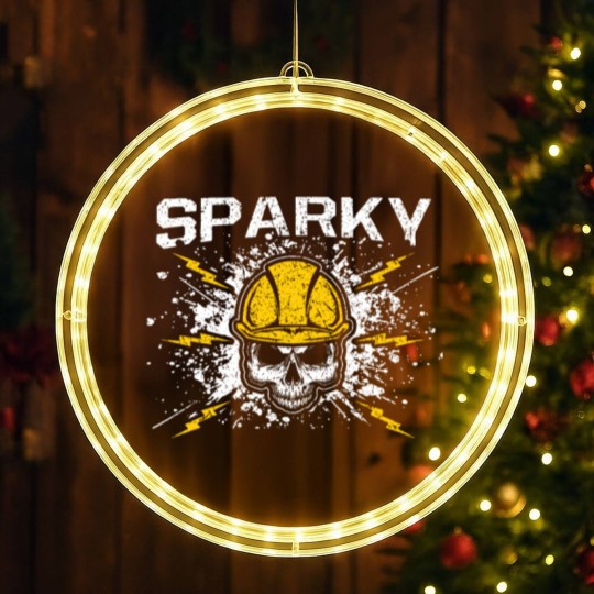 Discover Sparky Grounded Voltage Electrician Lineman Skull LED Christmas Window Lights