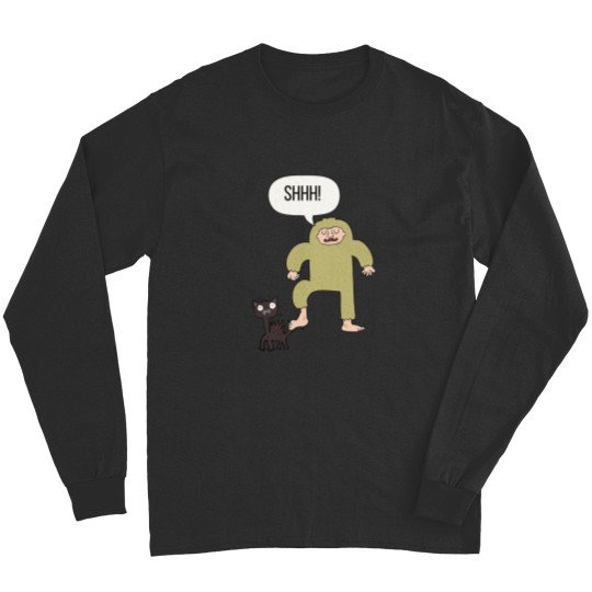 Discover Funny Sneaky Sasquatch Stepping On A Dog Tail Long Sleeves