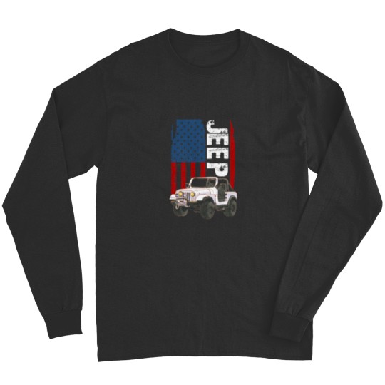 Discover -Jeep-American Flag-Jeep- Long Sleeves