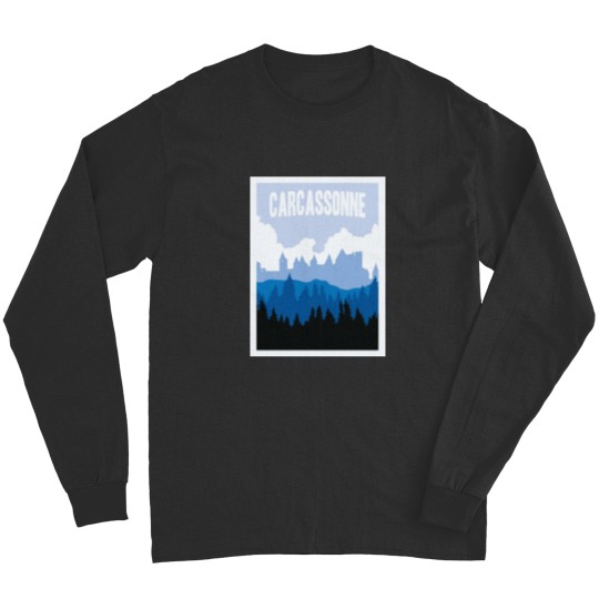 Discover Carcassonne Board Game- Minimalist Travel Style - Gaming Art Long Sleeves