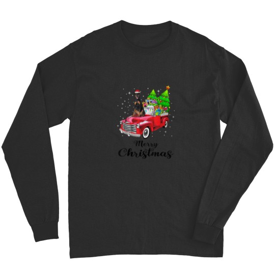 Discover Doberman Pinscher Ride Red Truck Christmas Pajama Long Sleeves