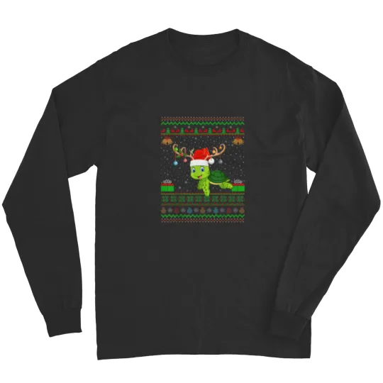 Discover Reindeer Santa Hat Matching Ugly Sea Turtle Christmas Long Sleeves