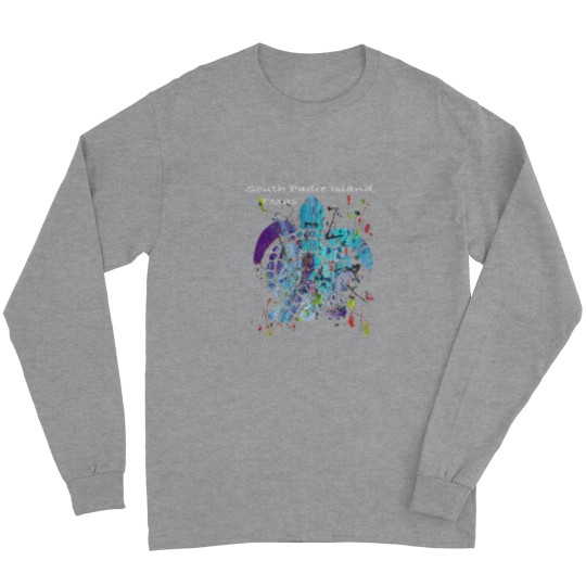 Discover Beach Design South Padre Island Beach, Texas Abstract Sea Turtle Long Sleeves