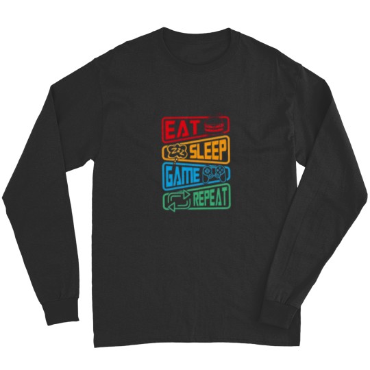 Discover Eat Sleep Game Repeat Long Sleeves, Youtuber Gamer Long Sleeves