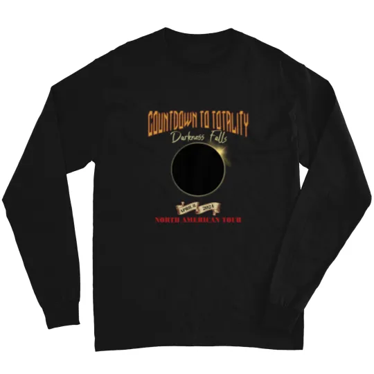 Discover Total Solar Eclipse Long Sleeve T Shirts April 8th 2024, Rock Concert Tour Long Sleeve T Shirts with Path of Totality Cities