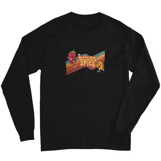 Discover Neuro Spicy Long Sleeve T Shirts | Handmade Funny ADHD Long Sleeve T Shirts | Retro-Style Unisex Long Sleeve T Shirts