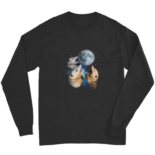 Discover Three Possum Howling At Moon - Funny Opossum Lovers Costume Long Sleeves