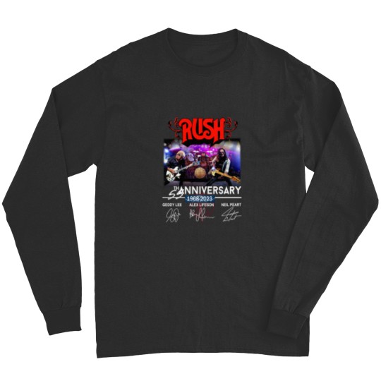 Discover New 55 Years RUSH Band 1968-2023 Signatures Long Sleeves
