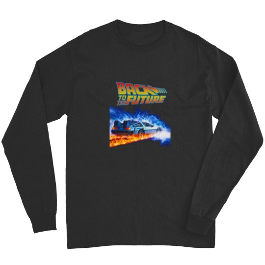 Discover back to the future PNG just DTF halftone black Long Sleeves