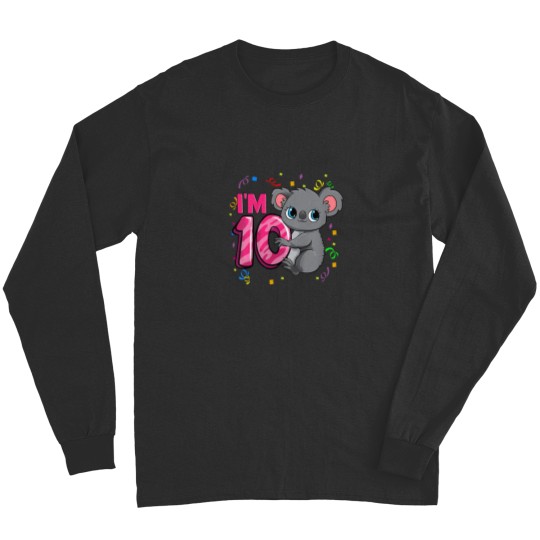 Discover Kids 10th Birthday Shirt For Girls Koala Bear 10 Years Old Long Sleeves