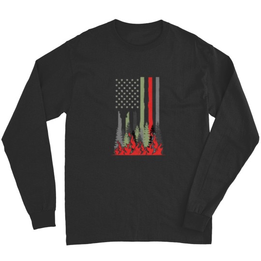 Discover Wildland Firefighter Shirt Patriotic US American Flag Gift Essential Long Sleeves
