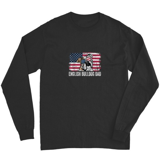 Discover Distressed USA Flag English Bulldog Dad Fathers Day Long Sleeves