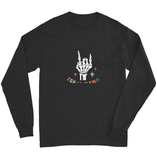 Discover Just A Feral Mama Raising Feral Children Groovy on Back Long Sleeves