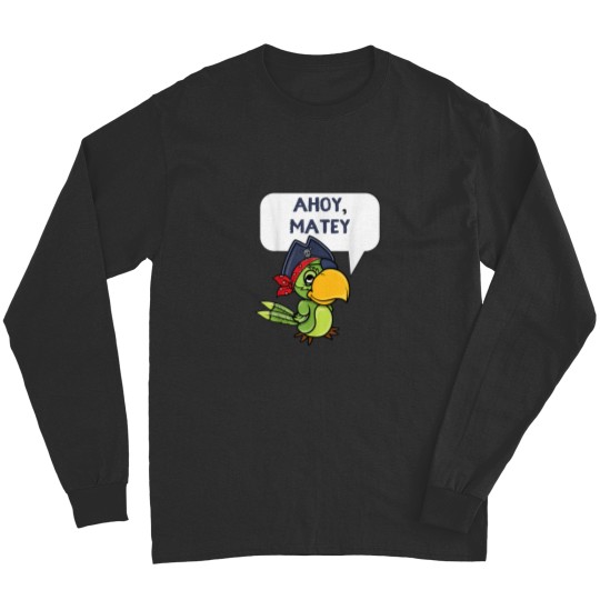 Discover Ahoy Matey Cute Pirate Parrot Cartoon Long Sleeves