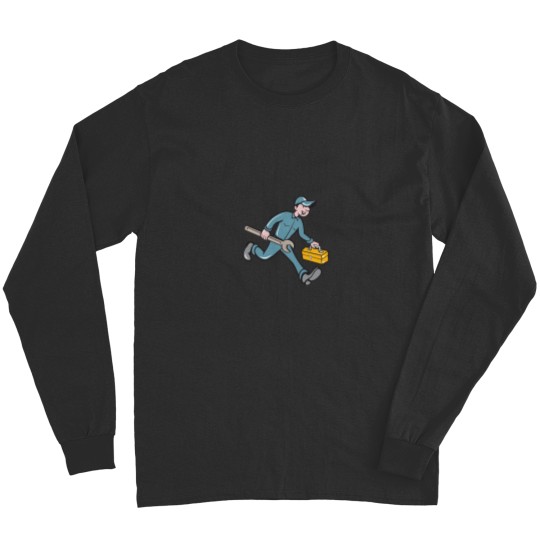 Discover Mechanic Carrying Toolbox Spanner Isolated Cartoon Essential Long Sleeves