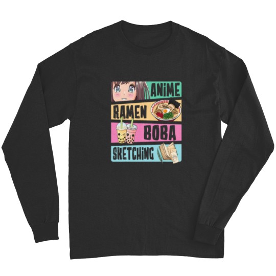 Discover Anime Ramen Boba Sketching Kawaii Anime Lover Merch Gift Long Sleeves