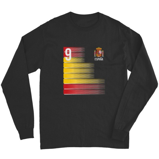 Discover Spain Number 9 Espana Spanish Soccer Fan Men Women Kids Boys Long Sleeves