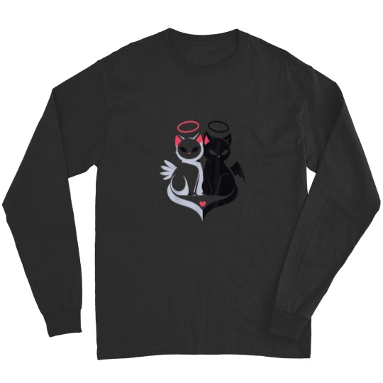 Discover Angel And Demon Cats Love Valentine 39 S Day Whi Long Sleeves