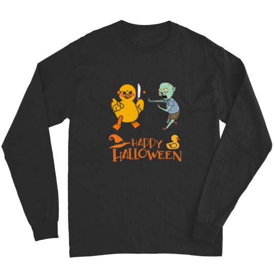 Discover Killer Rubber Duck battling Zombie Long Sleeves