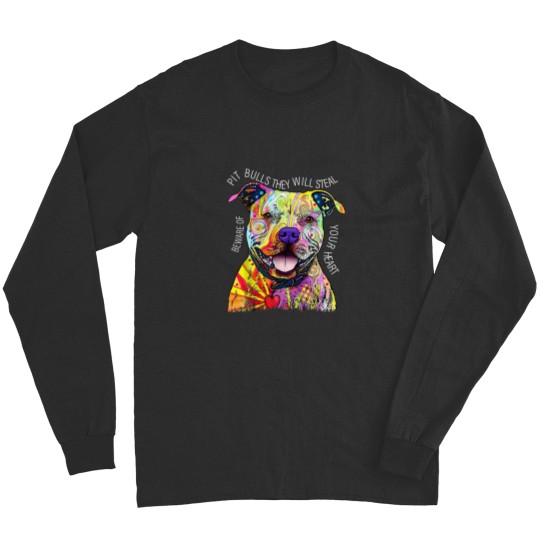 Discover Beware Pitbull They Will Steal Your Heart Long Sleeves, Pit Bull Long Sleeves