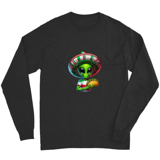Discover Alien Taco Cinco De Mayo Men UFO Mexico Flag Som Long Sleeves