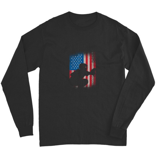 Discover American flag baseball catcher design USA flag b Long Sleeves