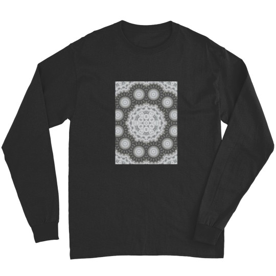 Discover Magic Ripples Kaleidoscope Mandala White Gray Graphic Long Sleeves