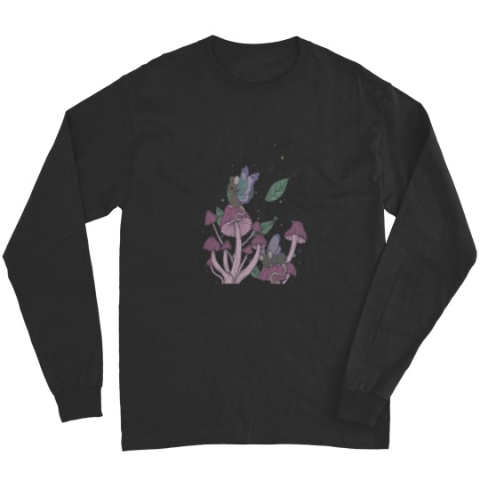 Discover Enchanted Mice With Fairy Wings On Magical Mushrooms Dark Long Sleeves